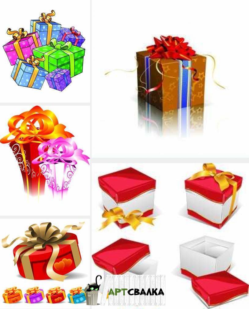 Подарочные коробочки и упаковочки в векторе | Gift boxes and packages in the vector